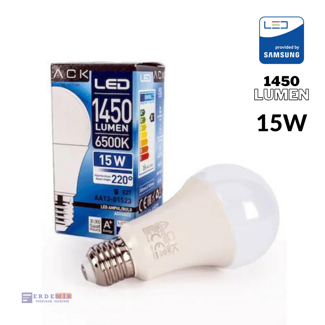 ACK 15W 6500K BEYAZ LED AMPUL E27 A70