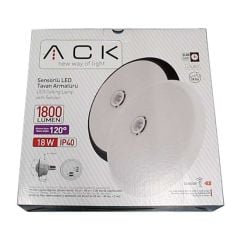 ACK 18W 6500K BEYAZ LEDLİ SENSÖRLÜ TAVAN ARMATÜRÜ