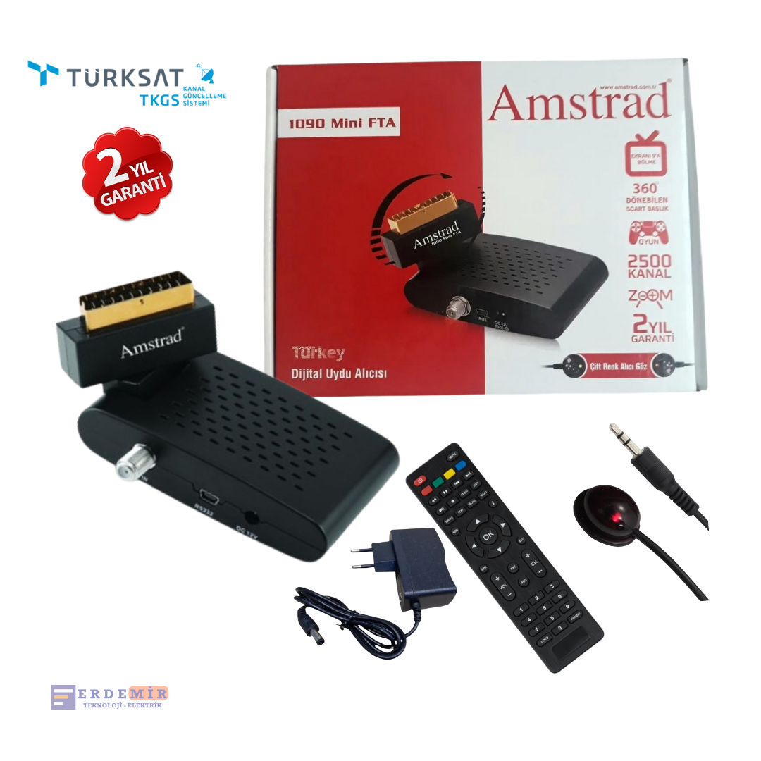 AMSTRAD 1090 MİNİ FTA SCART UYDU ALICISI TKGSLİ