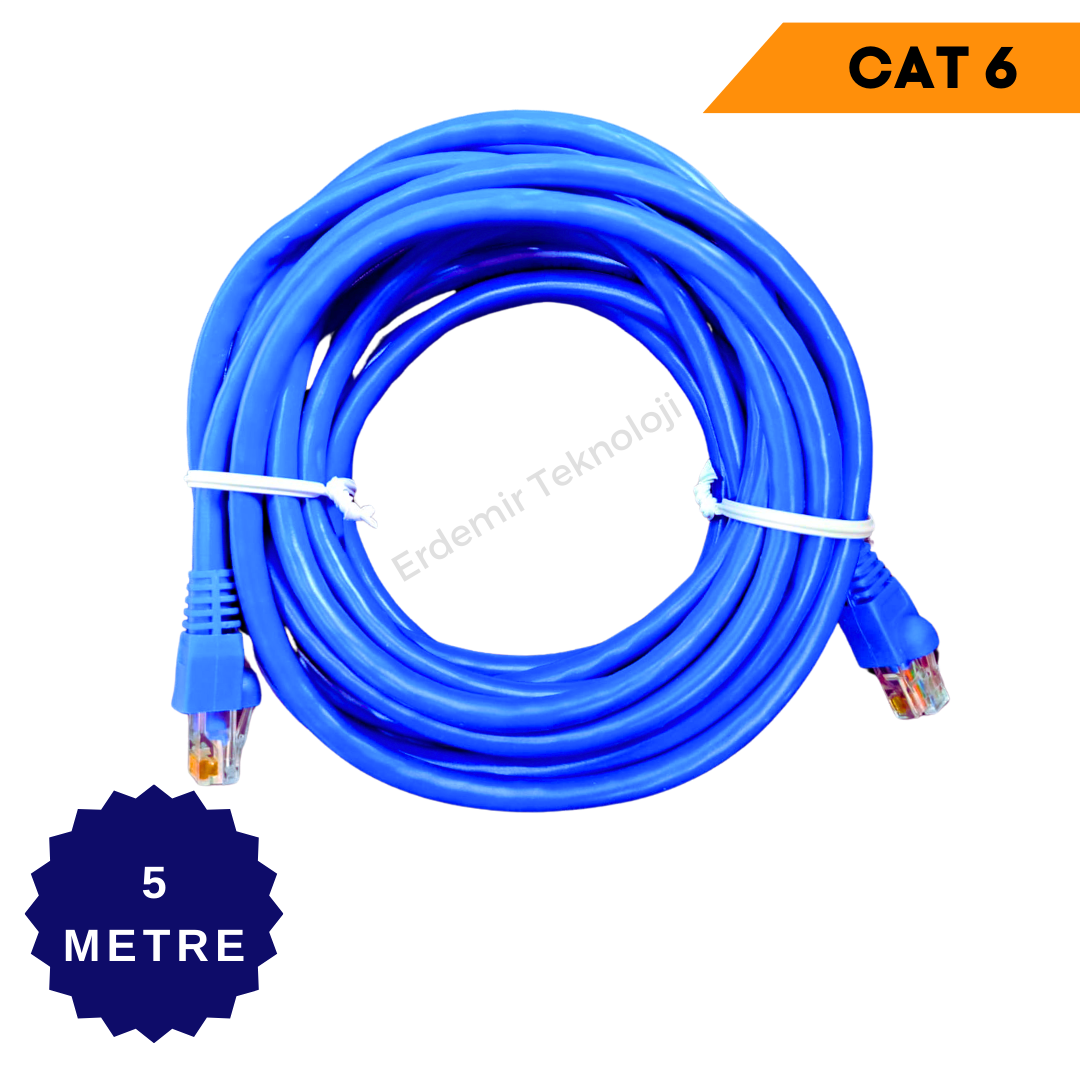 CAT 6 PATCH NETWORK İNTERNET KABLOSU MAVİ 5 METRE