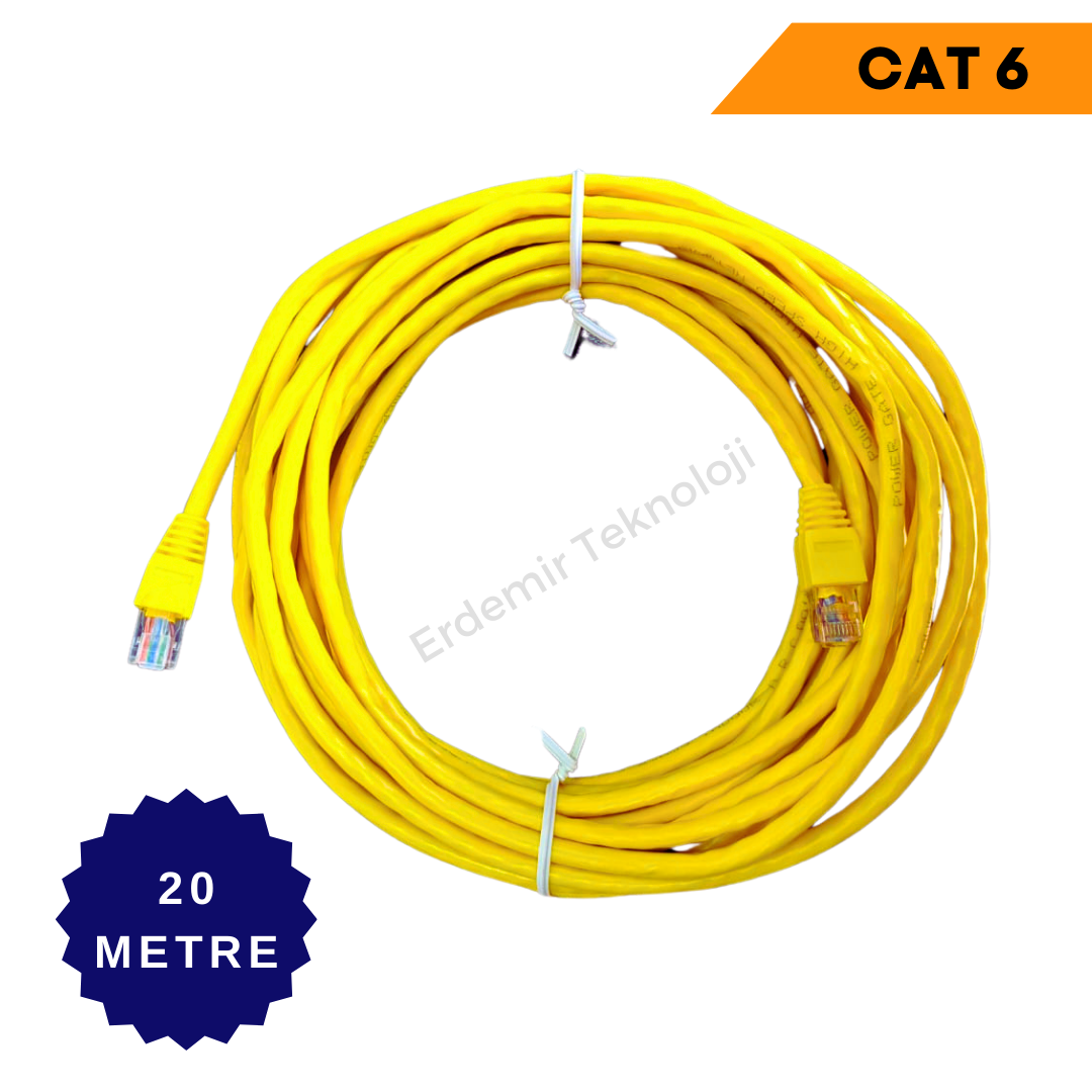 CAT 6 PATCH NETWORK İNTERNET KABLOSU SARI 20 METRE