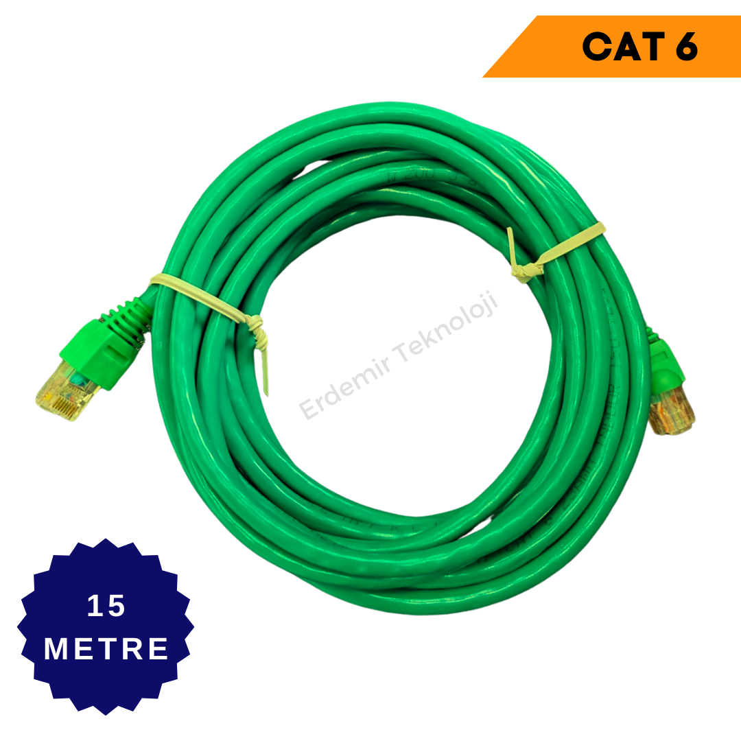 CAT 6 PATCH NETWORK İNTERNET KABLOSU YEŞİL 15 METRE