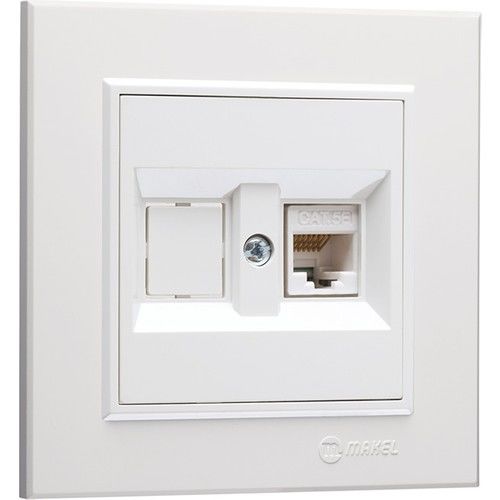 MAKEL KAREA BEYAZ ANAHTAR PRİZ ÇEŞİTLERİ(TEKLİ ÇERÇEVE DAHİL) DOLU DATA PRİZİ (1xRJ45 CAT6)
