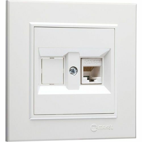 MAKEL KAREA BEYAZ ANAHTAR PRİZ ÇEŞİTLERİ(TEKLİ ÇERÇEVESİZ) DOLU DATA PRİZİ (1xRJ45 CAT6)