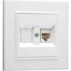 MAKEL KAREA BEYAZ ANAHTAR PRİZ ÇEŞİTLERİ(TEKLİ ÇERÇEVESİZ) DOLU DATA PRİZİ (1xRJ45 CAT6)
