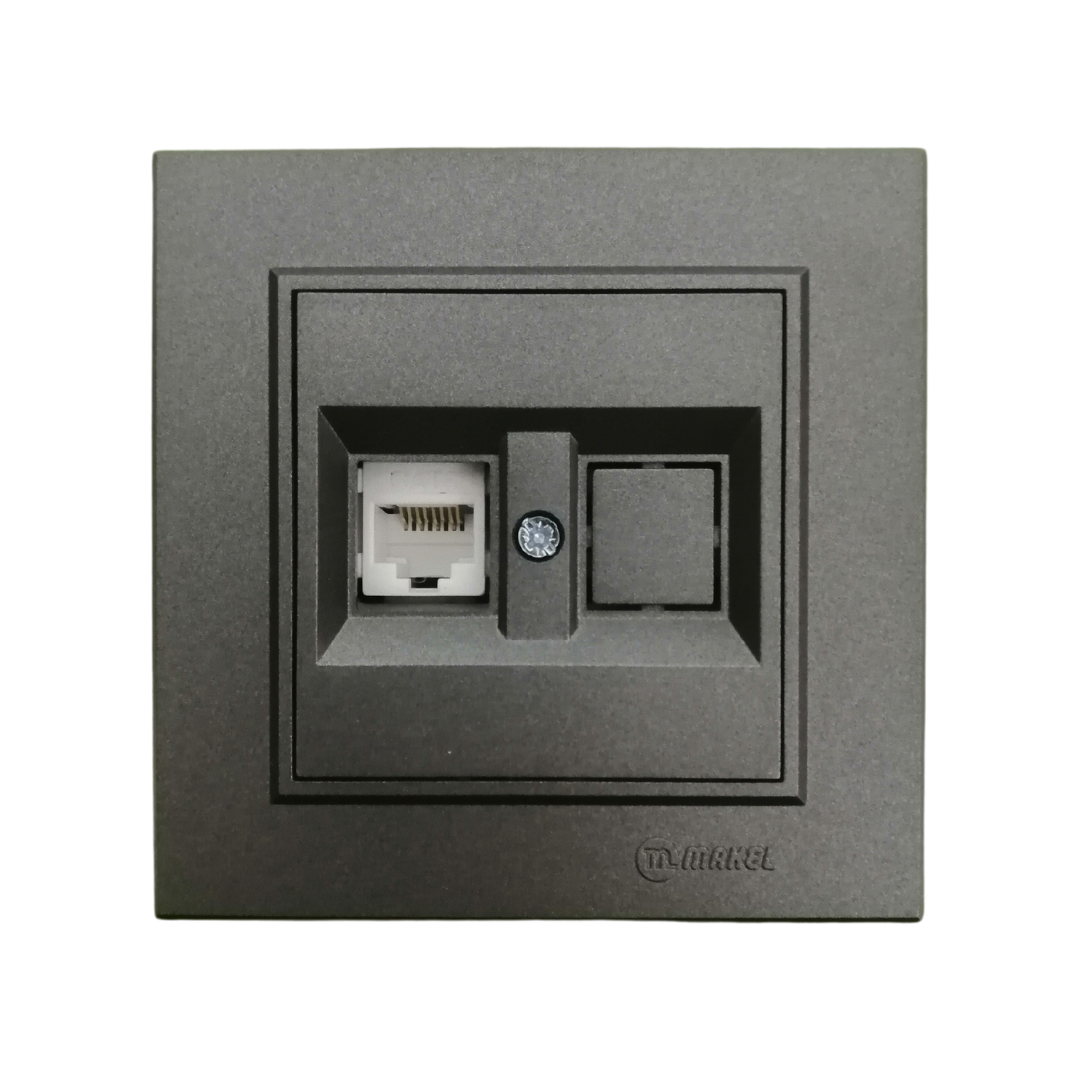 MAKEL KAREA FÜME ANAHTAR PRİZ ÇEŞİTLERİ(TEKLİ ÇERÇEVE DAHİL) DOLU DATA PRİZİ (1xRJ45 CAT6)