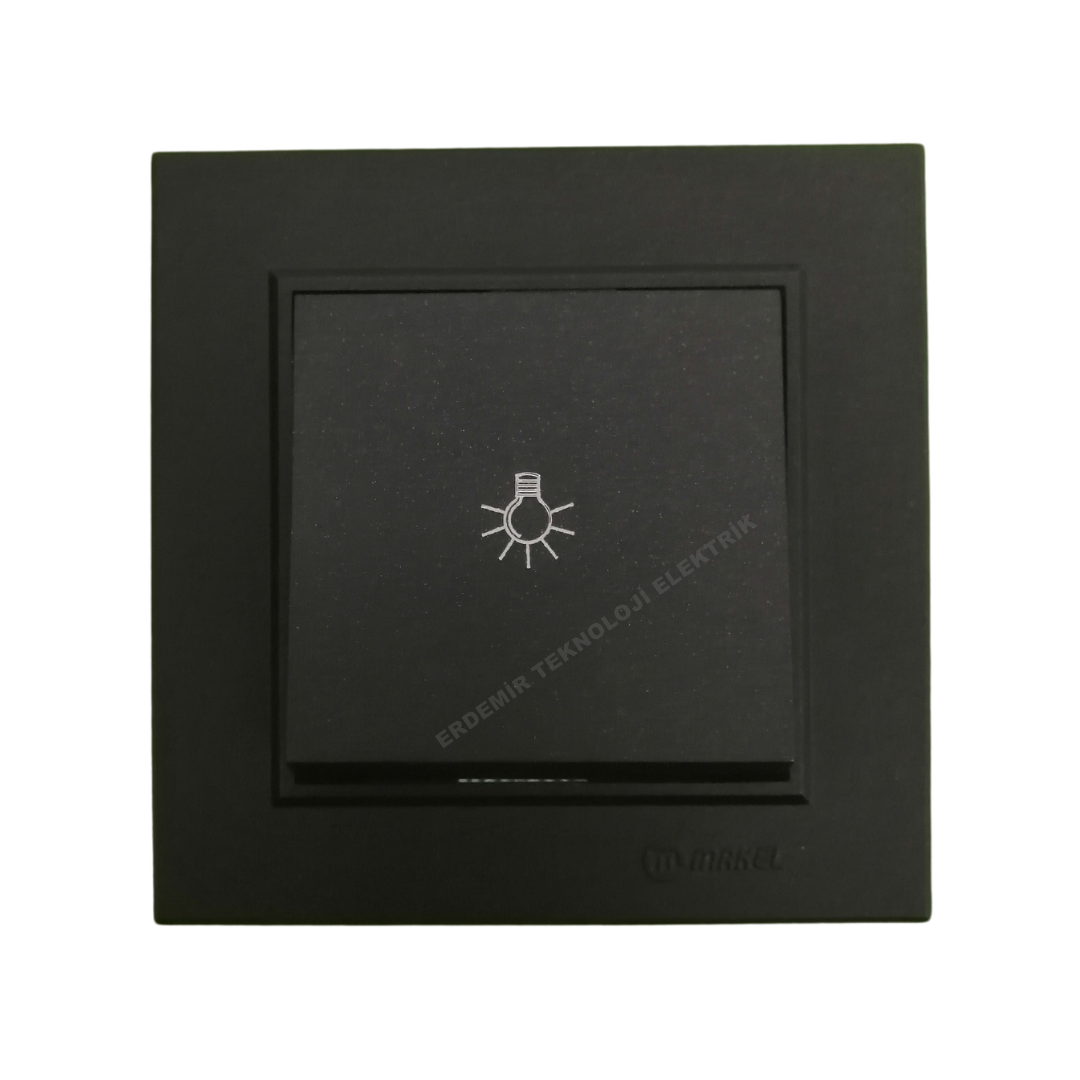 MAKEL KAREA SİYAH ANAHTAR PRİZ ÇEŞİTLERİ(TEKLİ ÇERÇEVE DAHİL) LIGHT ANAHTAR