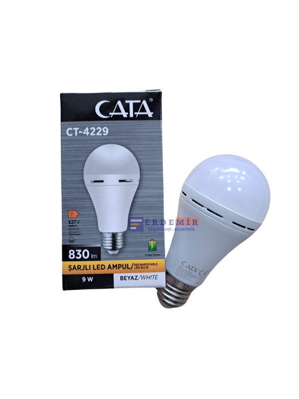 CATA CT-4229B 9 WATT ŞARJLI LED AMPUL 6400K BEYAZ