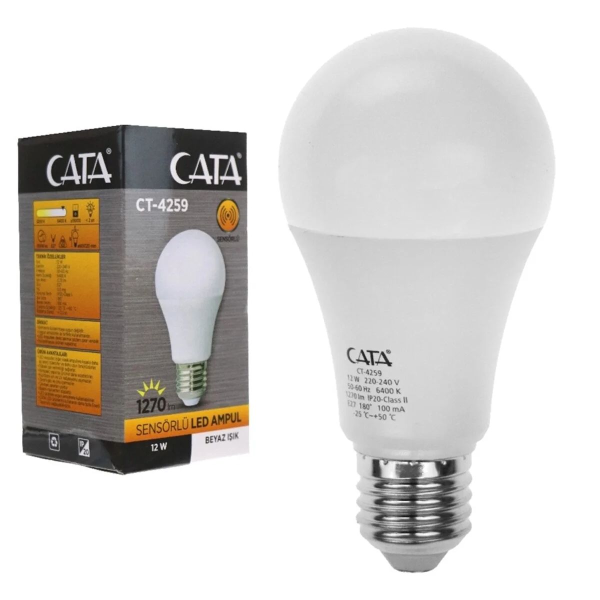 CATA CT-4259 12W LED AMPUL SENSÖRLÜ 6400K BEYAZ