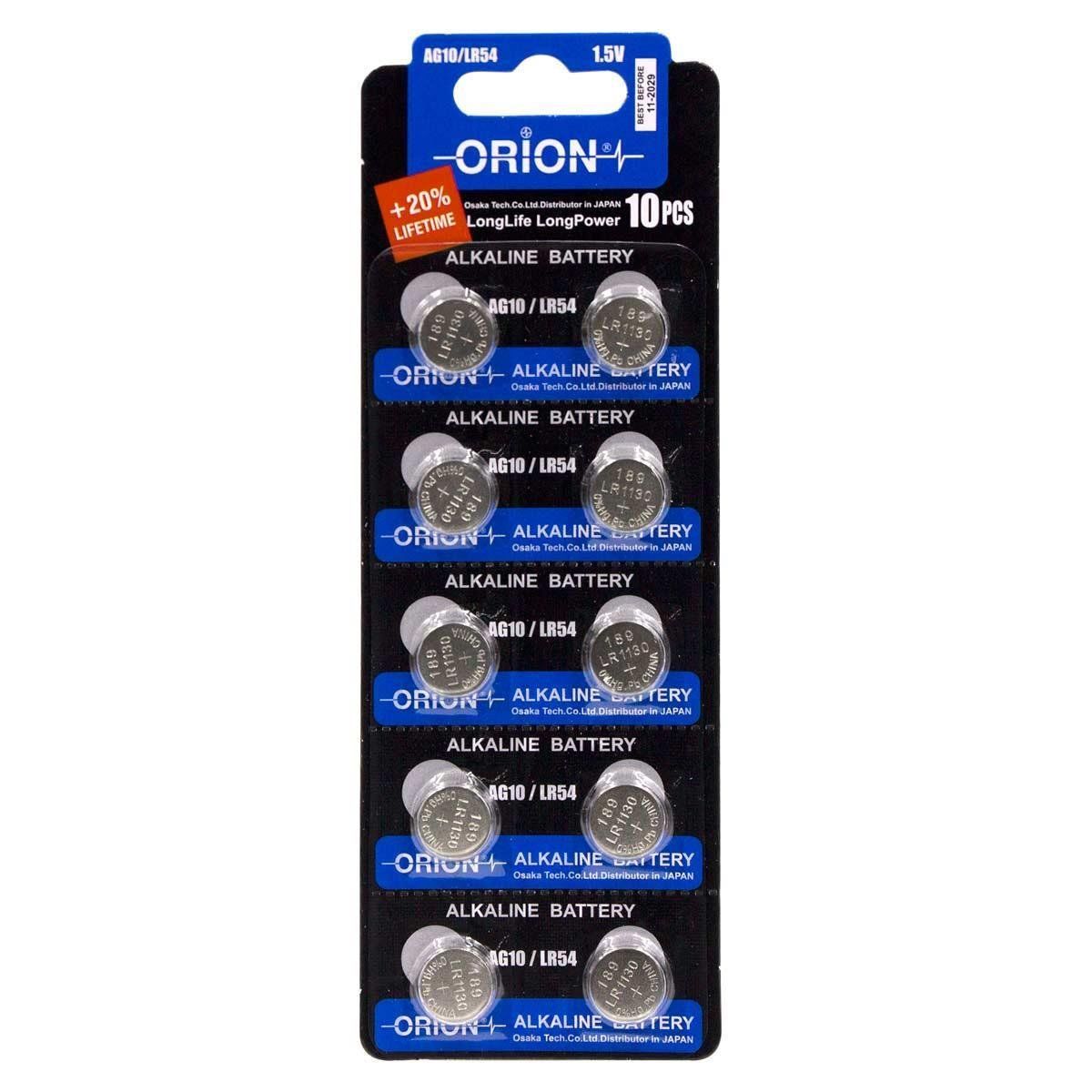 Orion AG10 LR54 189A LR1130 1.5V Alkalin Pil 10'lu Paket