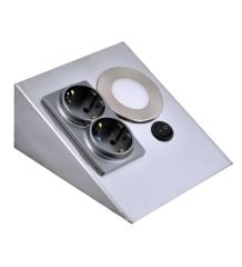 TEZGAH/DOLAP ALTI PASLANMAZ METAL LED SPOTLU PRİZ ARMATÜR İNOX KASA-GÜN IŞIĞI