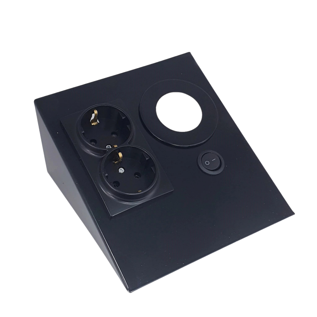 TEZGAH/DOLAP ALTI PASLANMAZ METAL LED SPOTLU PRİZ ARMATÜR SİYAH KASA-BEYAZ IŞIK
