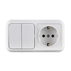MAKEL 451A2 SIVA ÜSTÜ İKİLİ KOMÜTATÖR + TOPRAKLI PRİZ